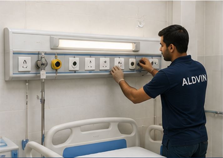 Hospital Bedhead Unit Installation - Aldvin